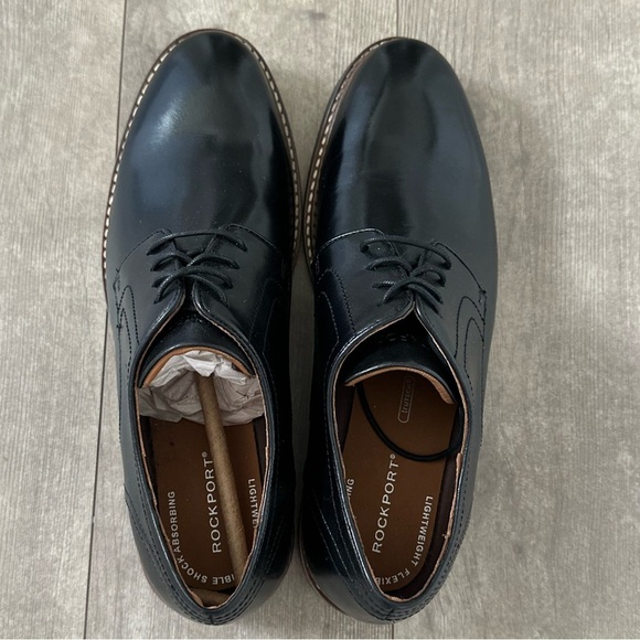 NEW Rockport Men\'s Kenton Plain Toe Oxford Black Glass CH5581 sz 10